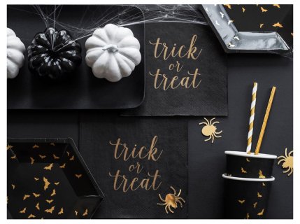 Μαύρα χάρτινα ποτήρια με χρυσοτυπία τις νυχτερίδες για Halloween πάρτυ