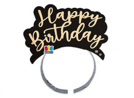 Black headbands with Gold Foiled Happy Birthday print 4pcs