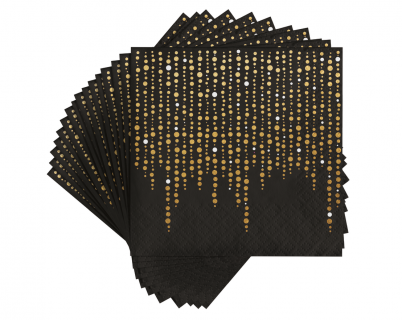 Μαύρες χαρτοπετσέτες του γλυκού με χρυσό μεταλλικό χρώμα την βροχή