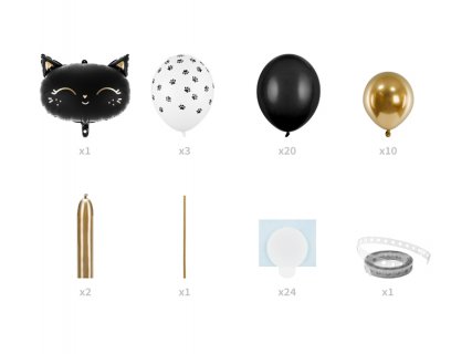 Μαύρη γατούλα σύνθεση με μπαλόνια οδηγίες