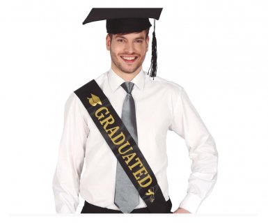 Μαύρη υφασμάτινη κορδέλα με χρυσό τύπωμα Graduated