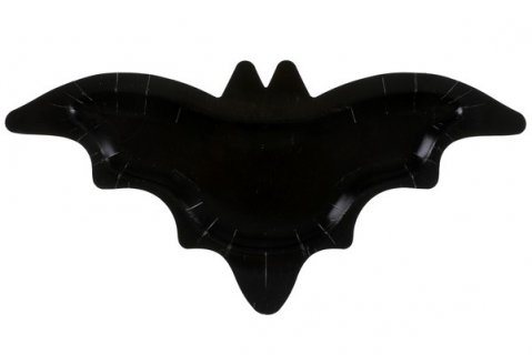 Black bat shaped paper plates 10pcs