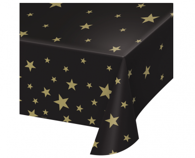 Μαύρο πλαστικό τραπεζομάντηλο με χρυσά αστέρια
