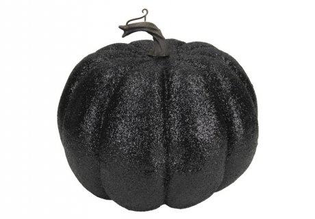 Large black with glitter decorative pumpkin 20cm