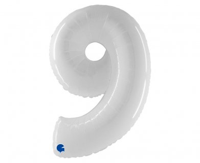 Μεγάλο μπαλόνι με τον αριθμό 9 σε άσπρο χρώμα 100εκ