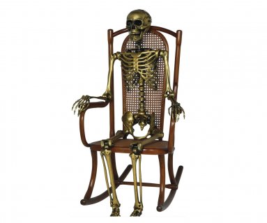 Large decorative skeleton in gold color for party decoration