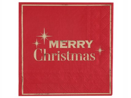 Merry Christmas red luncheon napkins with gold foiled print 10pcs