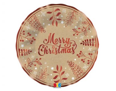 Merry Christmas μεγάλα βαθιά χάρτινα πιάτα για τα Χριστούγεννα 6τμχ