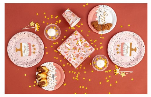 Happy Birthday rose confetti μικρά πιάτα για πάρτυ γενεθλίων