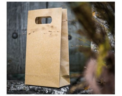 Small paper bags in kraft color with handles 6pcs