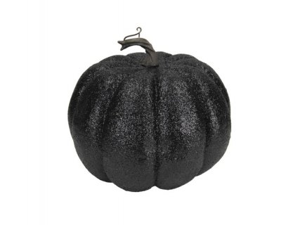 Small black with glitter decorative pumpkin 16cm