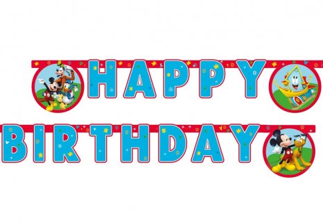 Happy Birthday garland for a Mickey party theme decoration