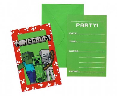 Minecraft party invitations 6pcs