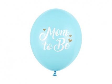 Γαλάζια λάτεξ μπαλόνια με λευκό τύπωμα mom to be
