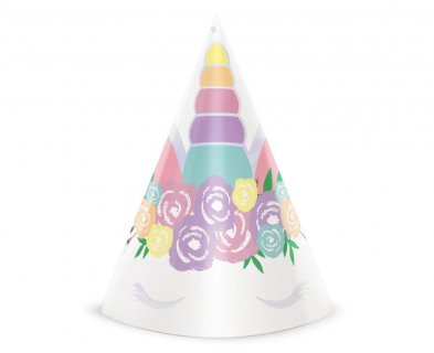 Unicorn with flowers party hats 6pcs
