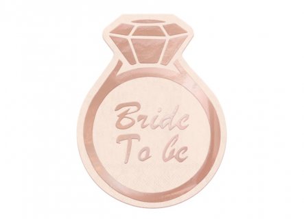 Ροζ χαρτοπετσέτες με σχήμα μονόπετρου και ροζ χρυσό μεταλλικό τύπωμα Bride to Be 10τμχ