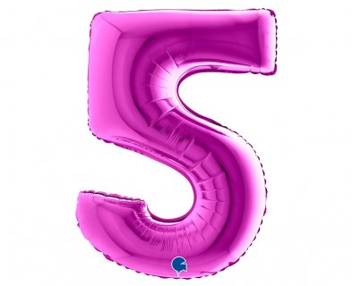 Number 5 large foil balloon in purple color 100cm