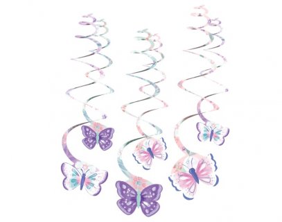 Διακοσμητικά σπιράλ με πεταλούδες σε μωβ αποχρώσεις 6τμχ