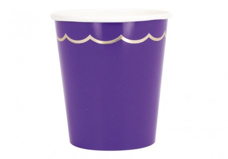 Purple paper cups with gold foiled details 8pcs