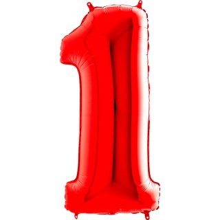 Κόκκινο Μπαλόνι Supershape Αριθμός-Νούμερο 1 (100εκ)