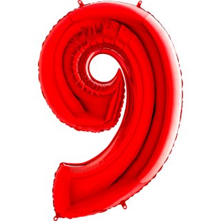 Κόκκινο Μπαλόνι Supershape Αριθμός-Νούμερο 9 (100εκ)