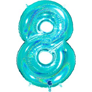 μπαλόνι με τον αριθμό 8 στο χρώμα της μέντας που ιριδίζει