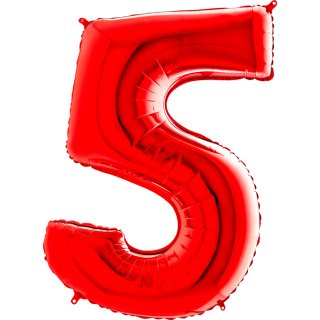 Κόκκινο Μπαλόνι Supershape Αριθμός-Νούμερο 5 (100εκ)