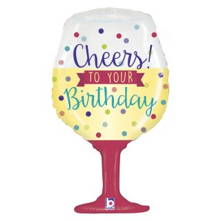 Ποτήρι Κρασιού Cheers To Your Birthday Μπαλόνι Supershape