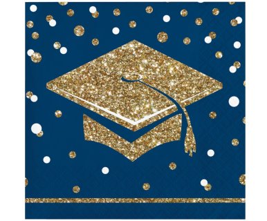 Blue and gold Congratulations Grad beverage napkins