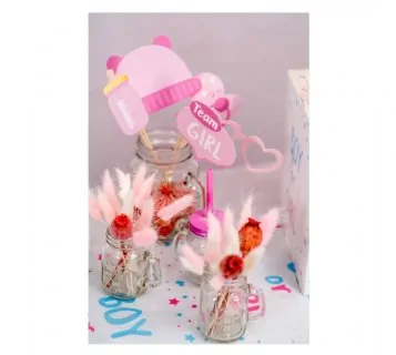 Pink lagurus decoration for party, baptism and wedding