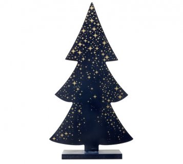Navy blue Christmas tree decoration with gold stars 27cm