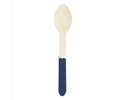 Wooden spoons in navy blue color with gold foiled details 8pcs