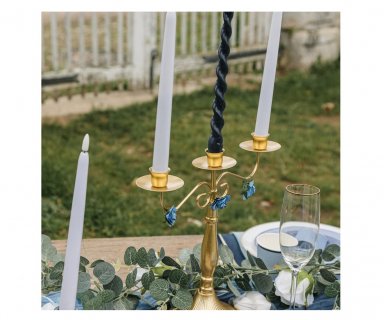 Decorative swirl candles for candle holders in navy blue color