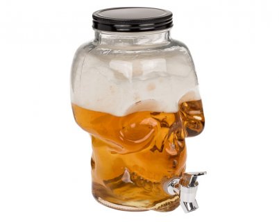 Glass skull drink dispenser for Halloween
