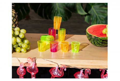 Colorful reusable shot glasses for parties
