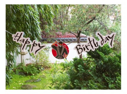 Happy Birthday garland for a Ninja theme party