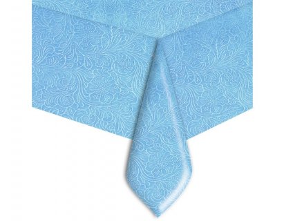 Non woven embossed light blue color tablecover 160cm x 260cm
