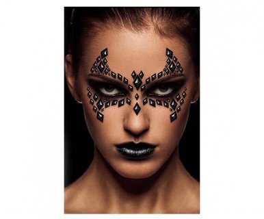 Black color face jewel stickers in the shape of a bat