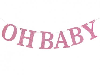 Oh Baby pink with glitter letter garland for baby shower party