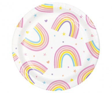 Rainbow small paper plates 8pcs