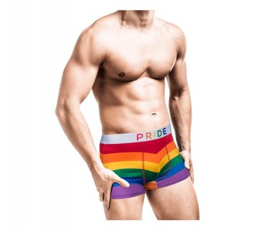 Man boxer with the rainbow colors and Pride letters