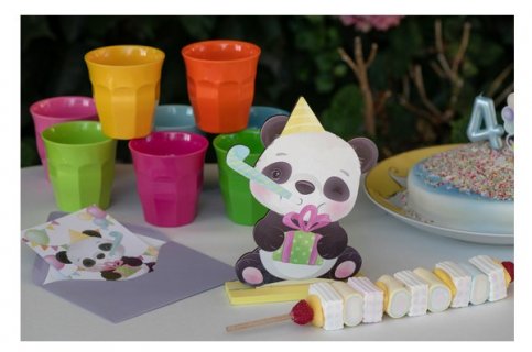 Wooden centerpiece table decoration with Panda