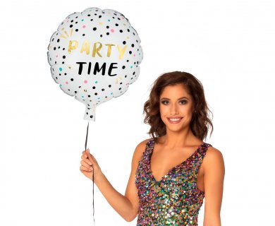 Party time white foil balloon