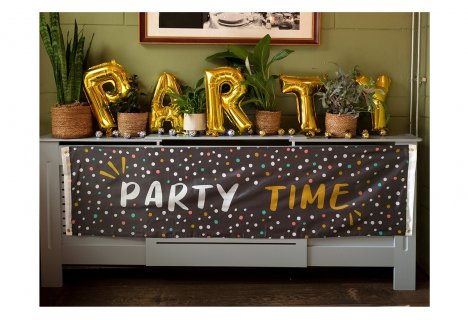 Party accessories fabric banner with Party Time message