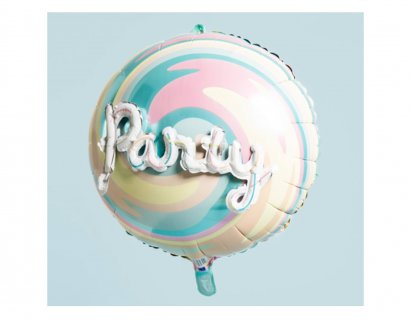 Foil balloon in pastel colors with 3D Party letters
