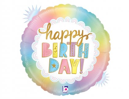 Pastel happy birthday foil balloon 45cm