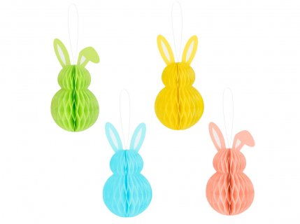 Pastel bunny honeycombs deco 4pcs