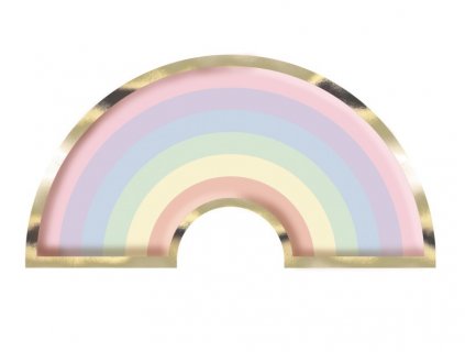 Pastel rainbow shaped paper plates 8pcs