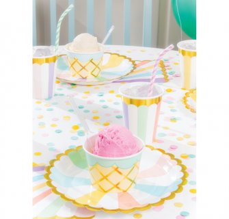 Party supplies for girls, ice cream cups in pastel colors