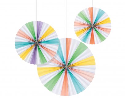 Pastel tissue fans with pastel colors 3pcs